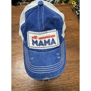 Southern Junkie "All American Mama" Hat Mesh Adjustable Distressed Ponytail Slot